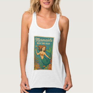 Mermaids Run This Reef Retro Coral Ocean Sea Life Singlet