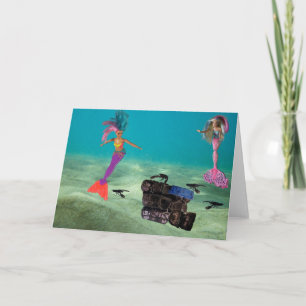 Mermaids saving the lobsters. card