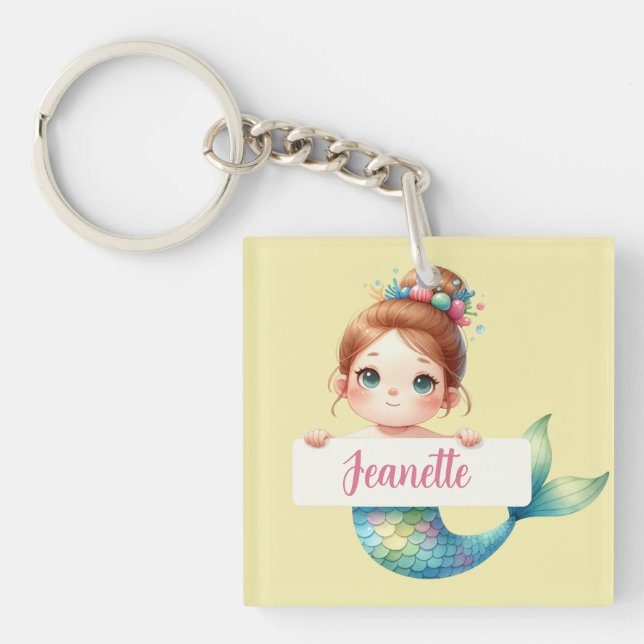 Mermaid's Secret - Customisable Beach-Themed  Key Ring (Front)