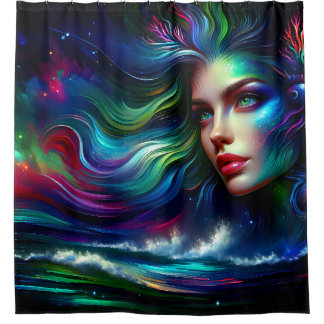 "Mermaid's Starlight Waltz" Shower Curtain