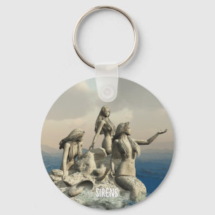 Mermaids statue. Customised Key Ring