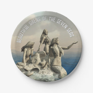 Mermaids statue. Customised Paper Plate