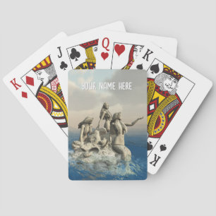 Mermaids statue. Personalised Playing Cards