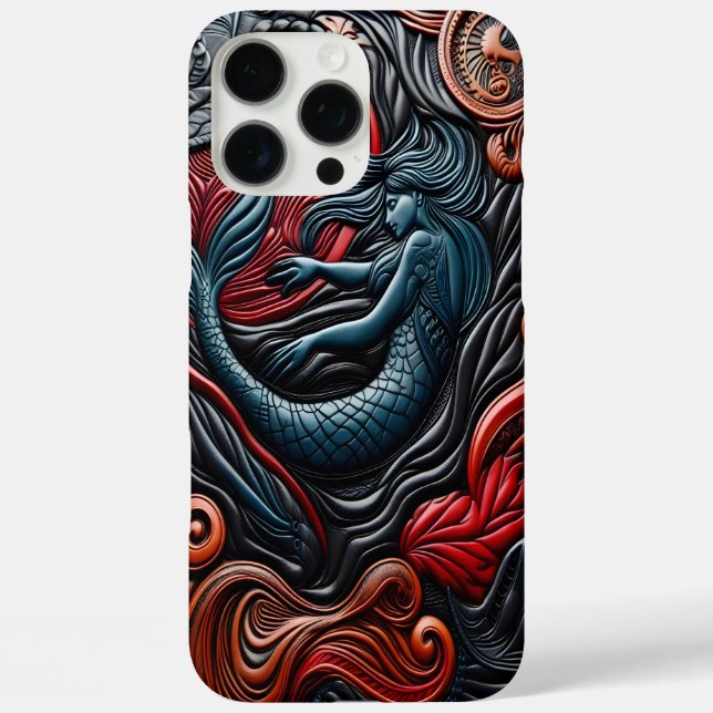 Mermaids Swim in a Colourful Ocean Relief Art Case-Mate iPhone Case (Back)
