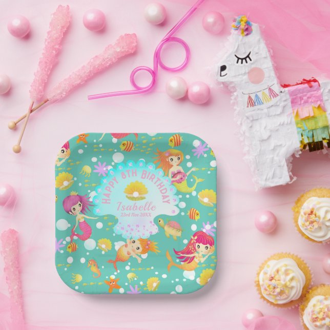 Mermaids Teal Paper Plate (Party)