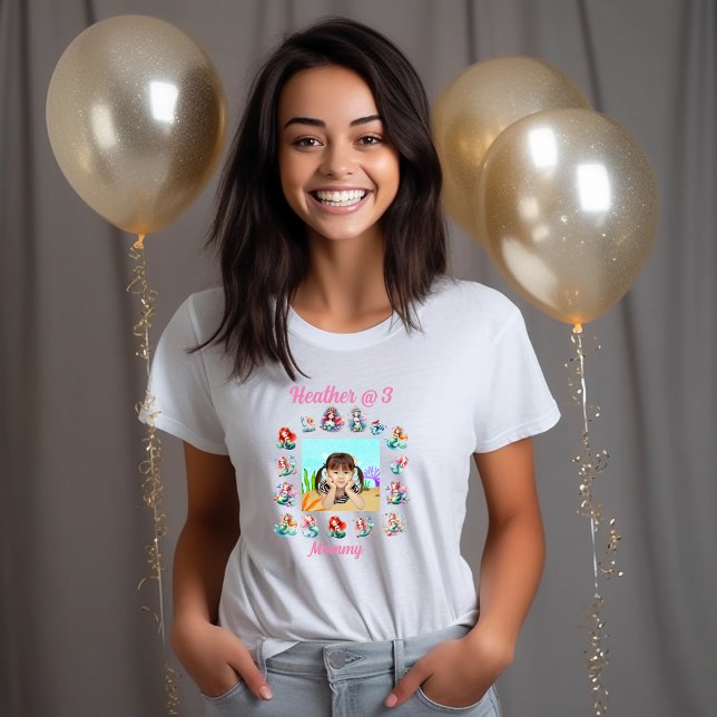 Mermaids Theme Kids  Photo Birthday Party Mummy Tri-Blend Shirt (Creator Uploaded)