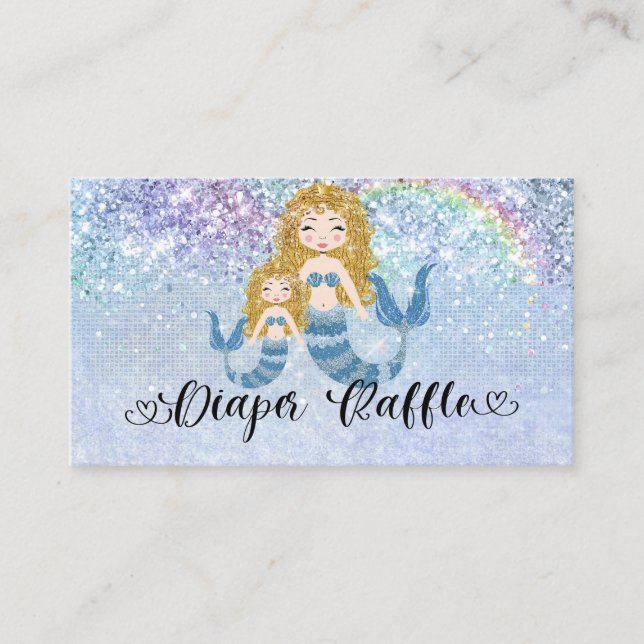 Mermaids Under the Sea Blue Blonde Diaper Raffle  Enclosure Card (Front)