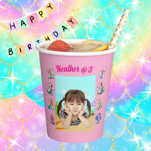 Mermaids Under the Sea Photo Kids Birthday Party Paper Cups