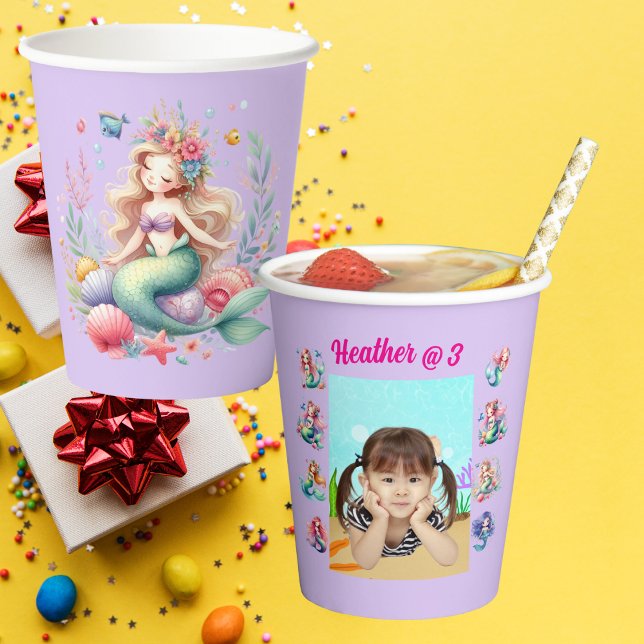 Mermaids Under the Sea Photo Kids Birthday Party  Paper Cups (Creator Uploaded)