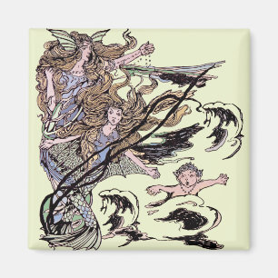 Mermaids Vintage Victorian Illustration Magnet