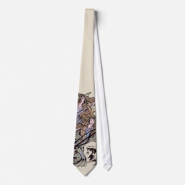 Mermaids Vintage Victorian Illustration Tie (Front)