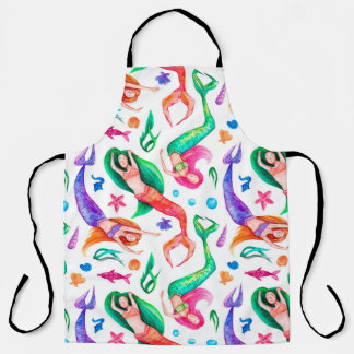 Mermaids Watercolor: Seamless Oceanic Pattern Apron