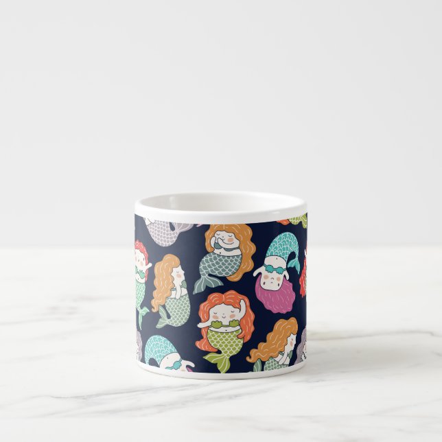 Mermaids: whimsical seamless pattern. espresso cup (Front)