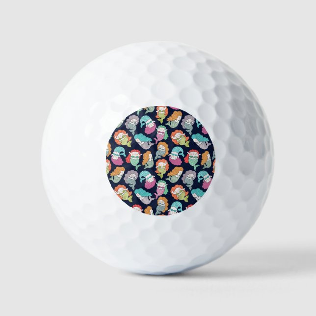 Mermaids: whimsical seamless pattern. golf balls (Front)