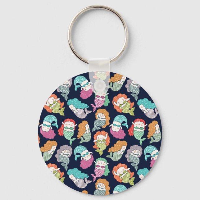 Mermaids: whimsical seamless pattern. key ring (Front)