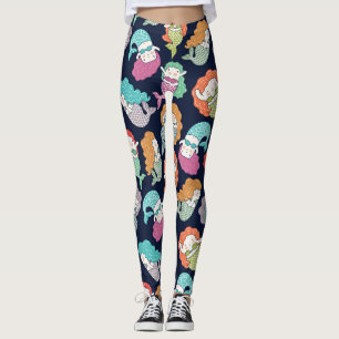 Mermaids: whimsical seamless pattern. leggings