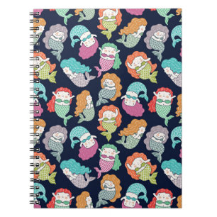 Mermaids: whimsical seamless pattern. notebook