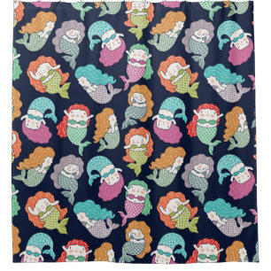 Mermaids: whimsical seamless pattern. shower curtain