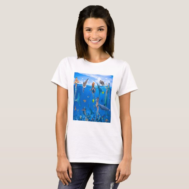 Mermaids with dolphins T-Shirt (Front Full)