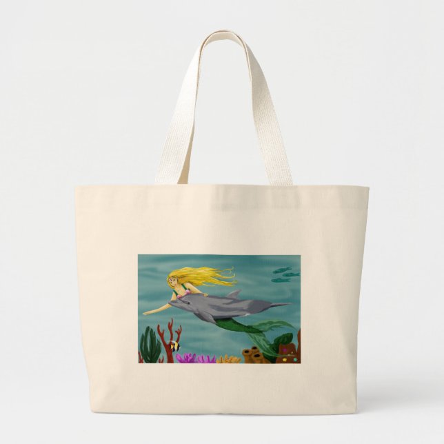 Mermain beachbag large tote bag (Front)