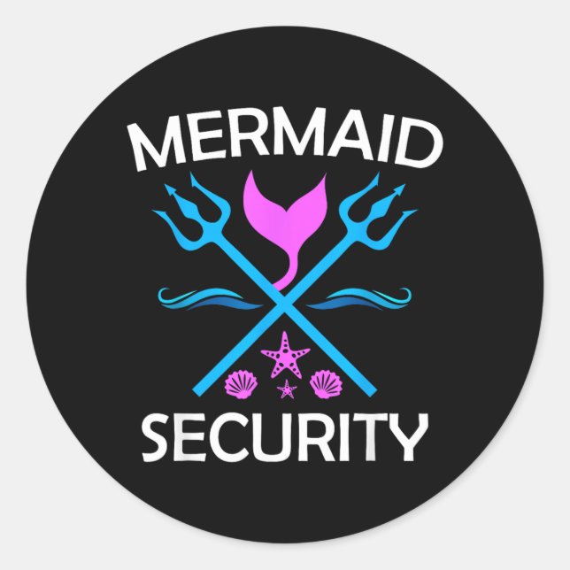 Merman Mermaid Security Classic Round Sticker (Front)