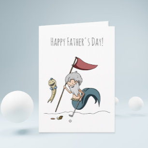 Merman Playing Golf Funny Father's Day Card