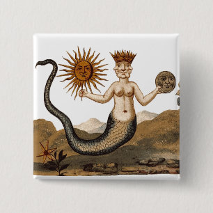 Merman Transmutation of Sun and Moon 15 Cm Square Badge