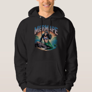Mermape Illustration – Mermaid Ape Funny Animal Hoodie