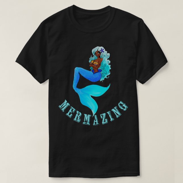 Mermazing Blue Mermaid Undersea Lovers Siren With  T-Shirt (Design Front)