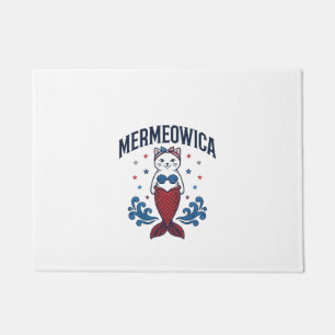 Mermeowica Patriotic Cat Mermaid Shirt Design_1 Doormat