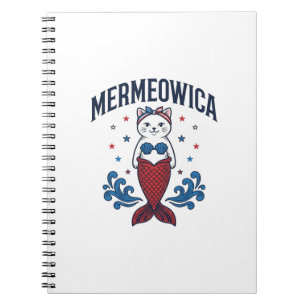 Mermeowica Patriotic Cat Mermaid Shirt Design_1 Notebook