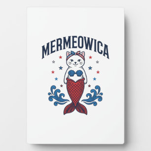 Mermeowica Patriotic Cat Mermaid Shirt Design_1 Plaque