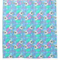 Merpug Pattern Shower Curtain