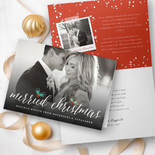 Merried Christmas Mr And Mrs Photo Modern Wedding Holiday Card