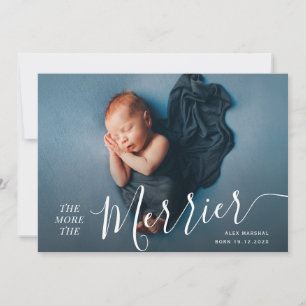 merrier holiday birth announcement card