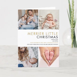 Merrier Little Christmas Photo Birth Announcement 