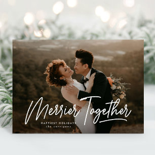 Merrier Together Calligraphy Photo Holiday Card