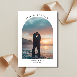 Merrier Together Christmas Beach Arch Photo Holiday Card