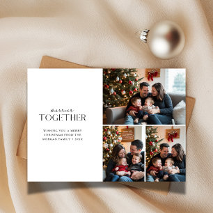 Merrier Together Family Photo With Baby Christmas Holiday Card