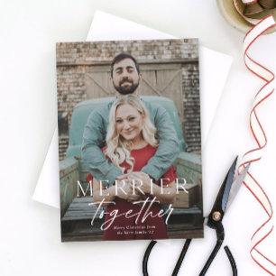 Merrier together full bleed photo Merry Christmas  Card