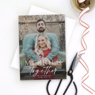Merrier together full bleed photo Merry Christmas  Holiday Card