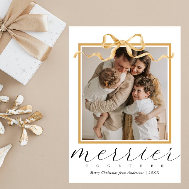 Merrier Together Photo Elegant Christmas Holiday Card (Creator Uploaded)