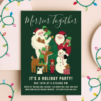 Merrier Together Santa Friends Holiday Invitation