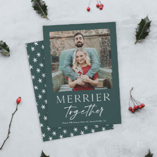Merrier Together Script Photo Merry Christmas Card