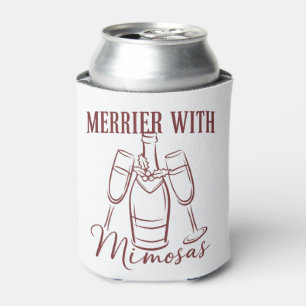 Merrier with Mimosas Christmas Prosecco Wine Party Can Cooler
