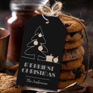 Merriest Christmas Black Gift Tags