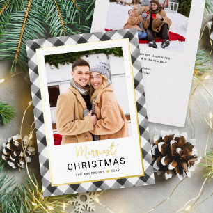 Merriest Christmas Black Gold Buffalo Plaid