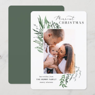 Merriest christmas botanical photo christmas card