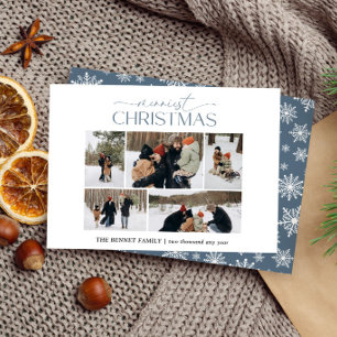 Merriest Christmas Elegant 5 Photo collage Bluette Holiday Card