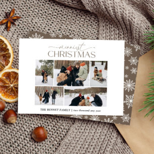 Merriest Christmas Elegant 5 Photo collage Mud  Holiday Card